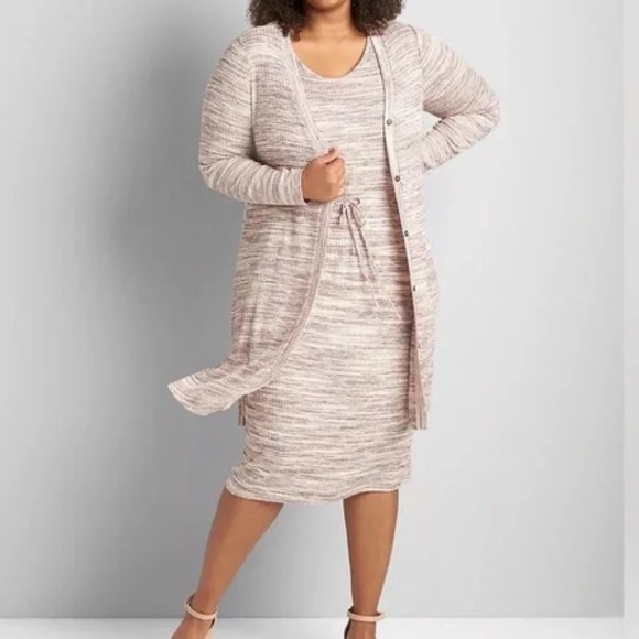 Lane Bryant Sweaters - LANE BRYANT multicolored button front marled ribbed duster